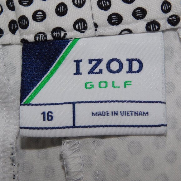 IZOD GOLF Womens 16 White Black Dots Shorts - Picture 6 of 8
